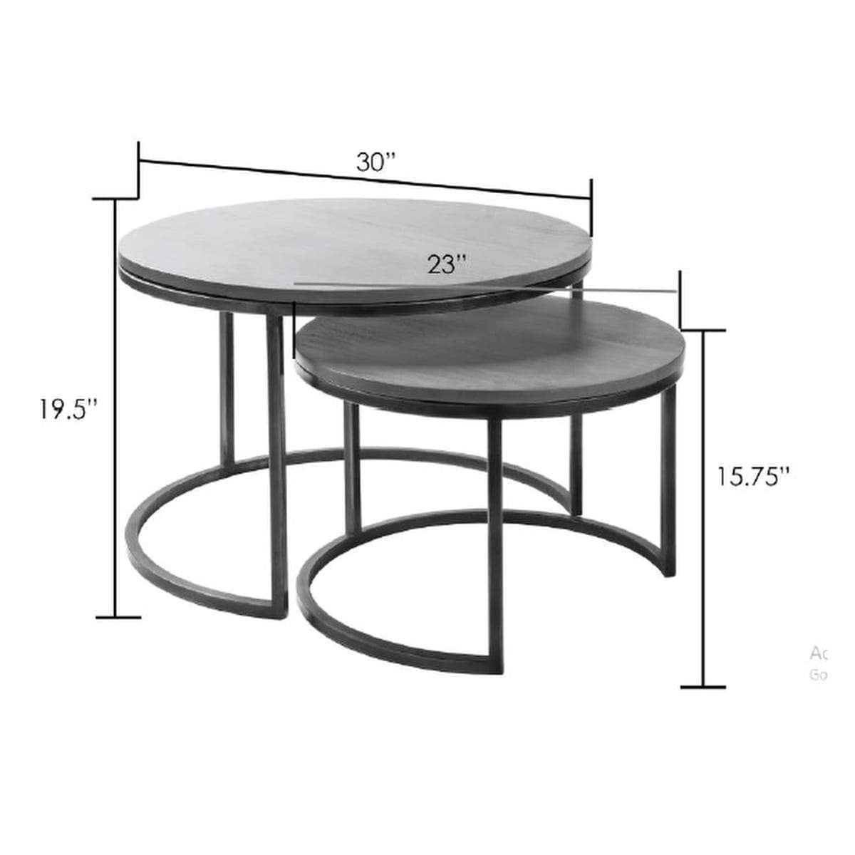 Surya Aaron ARN-001 Accent Nesting Table Set -Handcrafted, Wood Top, Metal Base - Fifth and Modern