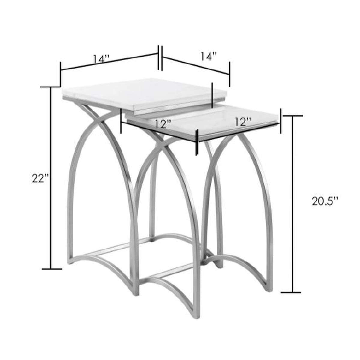 Surya Evana EAN-001 Accent Nesting Table Set -Marble Top, Handcrafted - Fifth and Modern