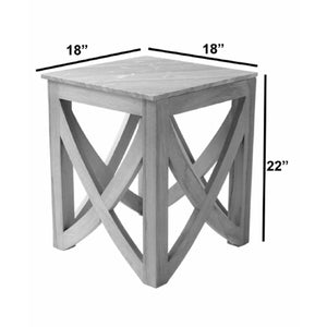 Surya Logan LOG-001 Transitional End Table -Handcrafted, Marble Top, Wood Base - Fifth and Modern