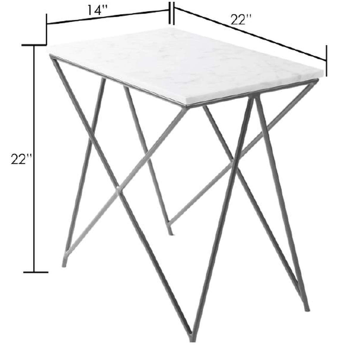 Surya Norah NRH-001 Modern End Table -Handcrafted, White Marble Top - Fifth and Modern