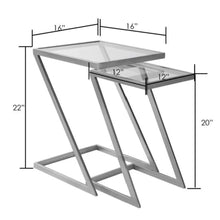 Surya Sia SIA-001 Modern Nesting Table Set -Glass Top, Metal Base - Fifth and Modern