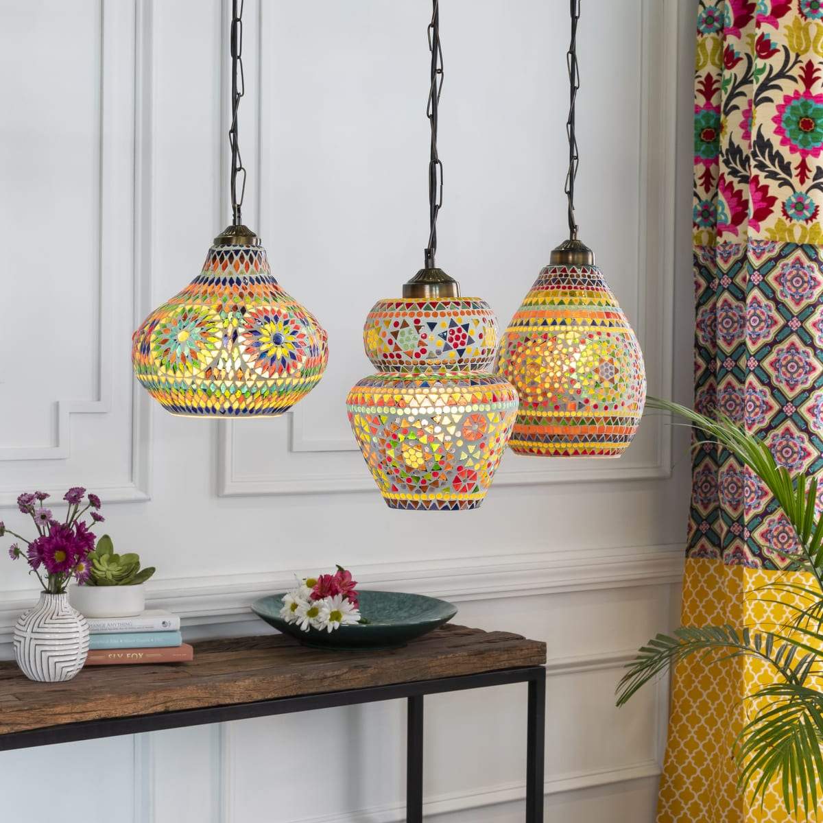 Surya Santillian SIN-003 Transitional Pendant Light -Mosaic - Fifth and Modern