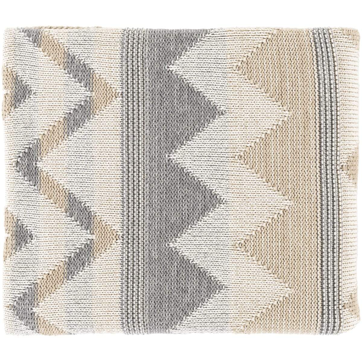 Surya Adara AAR-1000  Bohemian/Global Knitted Cotton Throw Blanket - Fifth and Modern