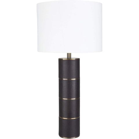 Surya Andrews ADS-001 Table Lamp -Antiqued Leather with Brass Accents - Fifth and Modern