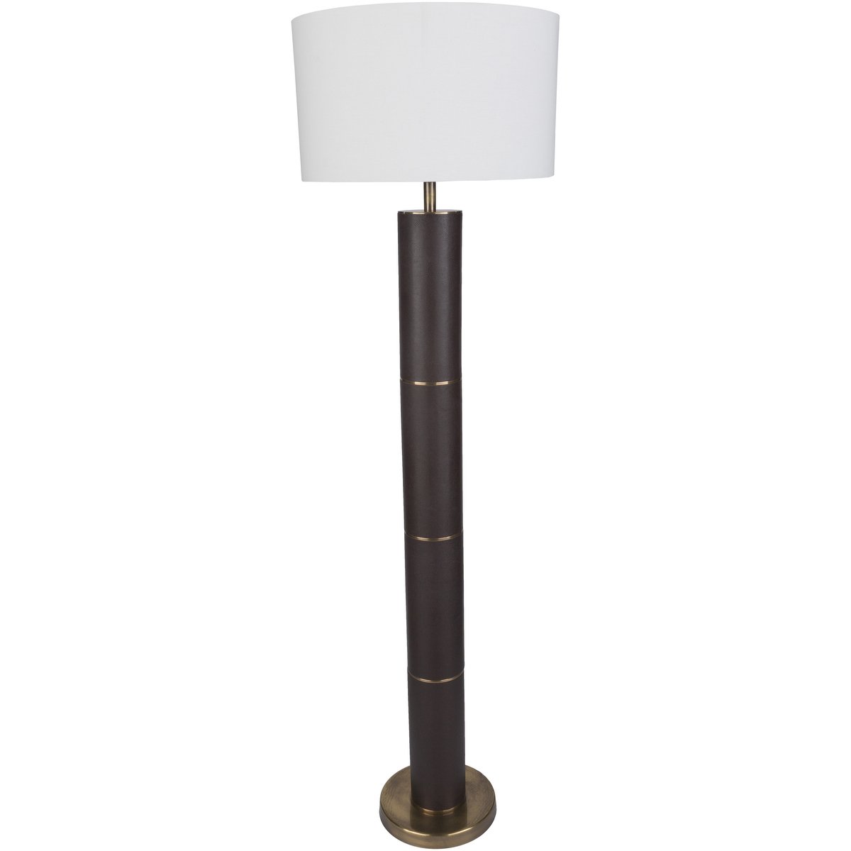 Surya Andrews ADS-002 Floor Lamp -Antiqued Brown Leather with Brass Accents - Fifth and Modern