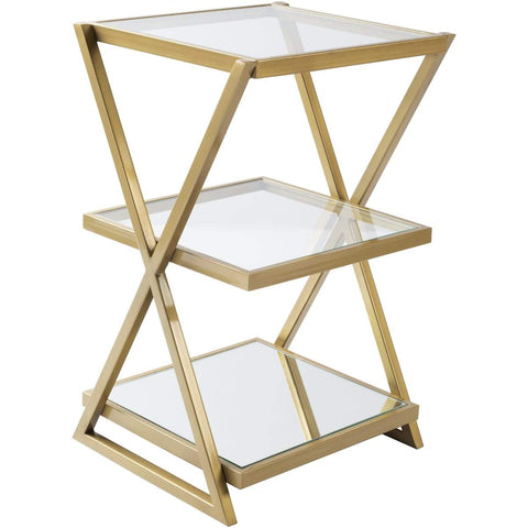 Surya Aliya ALI-001 Accent / End Table -Handcrafted, Glass Top, Metal Base - Fifth and Modern