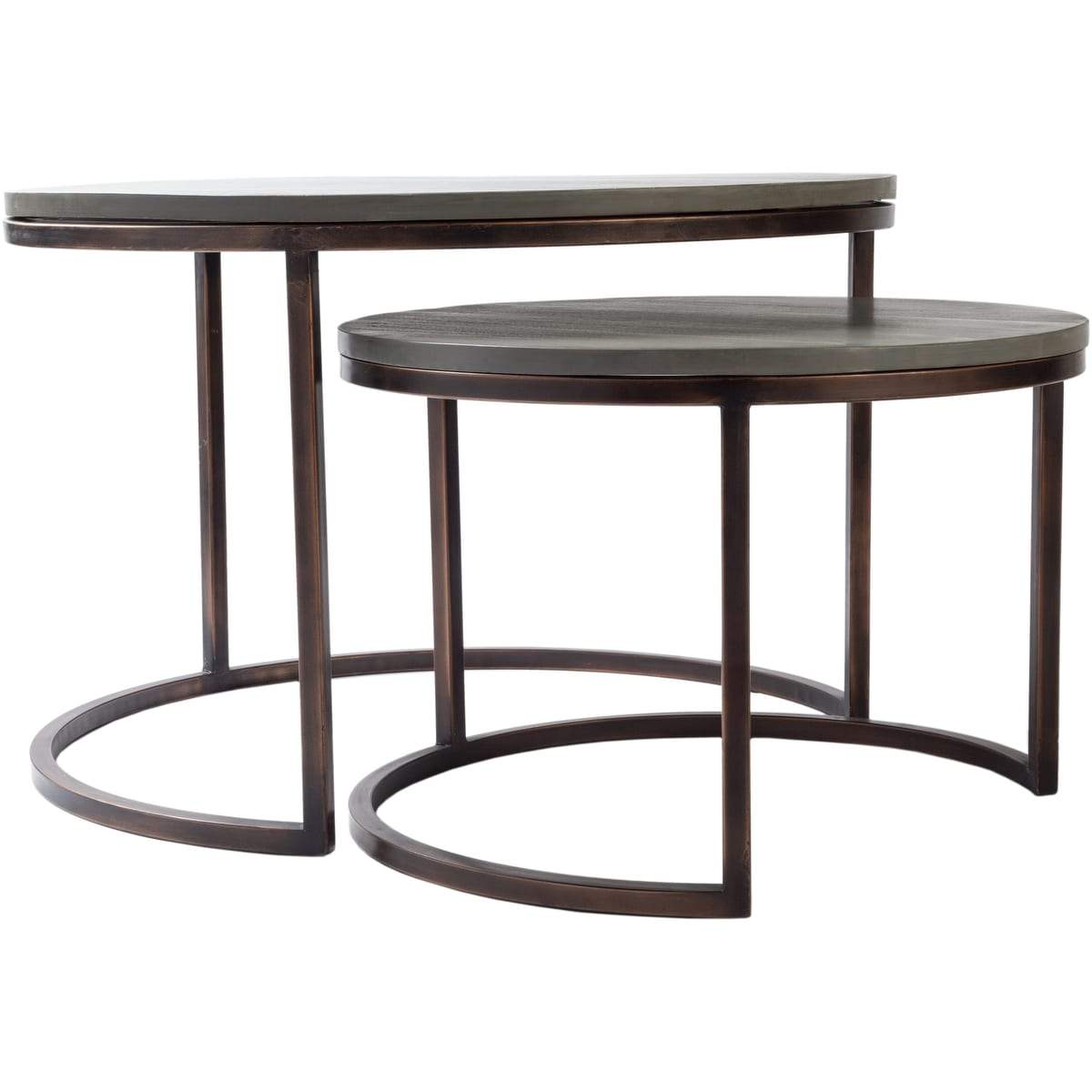 Surya Aaron ARN-001 Accent Nesting Table Set -Handcrafted, Wood Top, Metal Base - Fifth and Modern