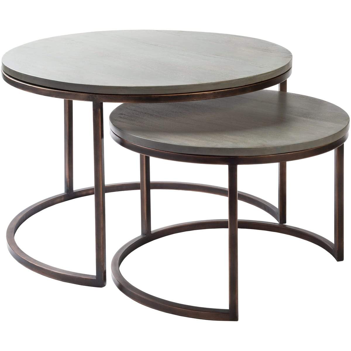 Surya Aaron ARN-001 Accent Nesting Table Set -Handcrafted, Wood Top, Metal Base - Fifth and Modern