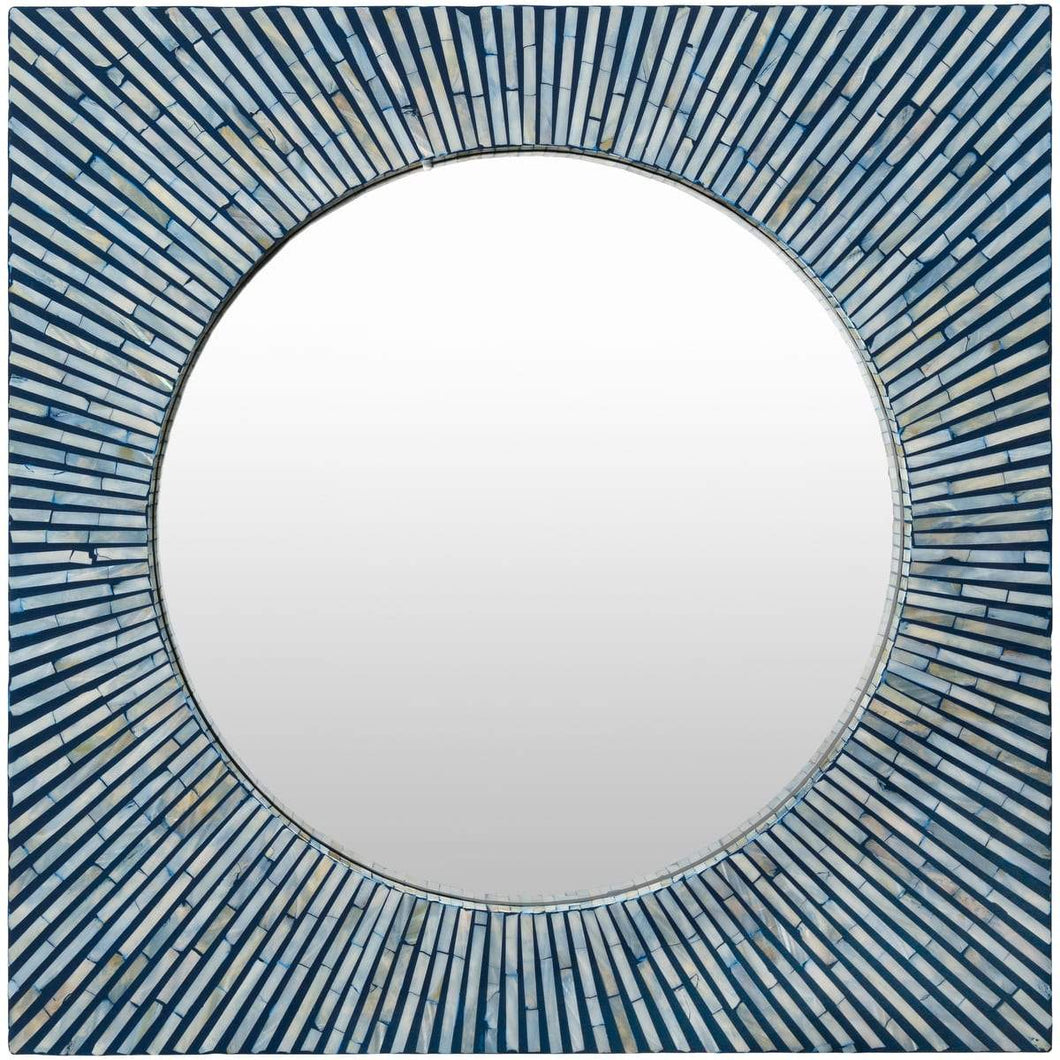 Surya Avondale AVD-001 Square Bohemian/Global Mirror -Blue and Ivory - Fifth and Modern