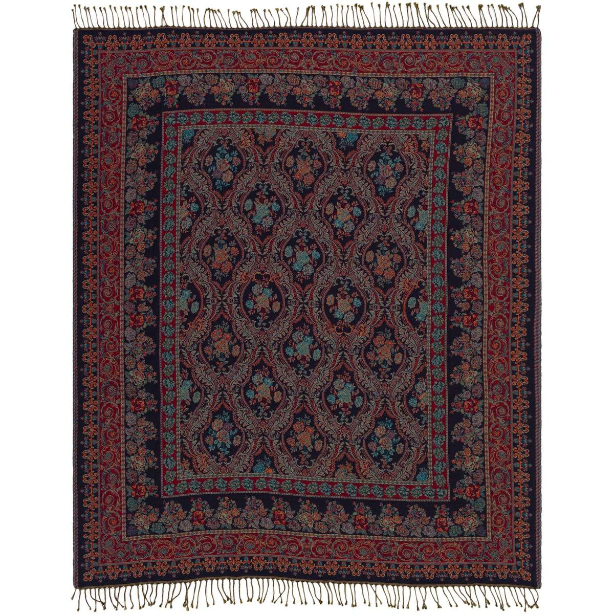 Surya Boteh BEH-1000  Traditional Jacquard Cotton, Wool Throw Blanket - Fifth and Modern