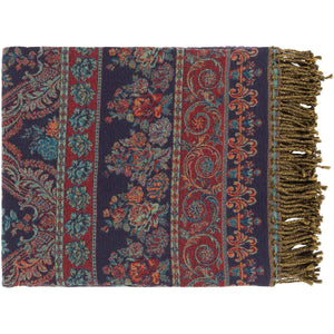 Surya Boteh BEH-1000  Traditional Jacquard Cotton, Wool Throw Blanket - Fifth and Modern