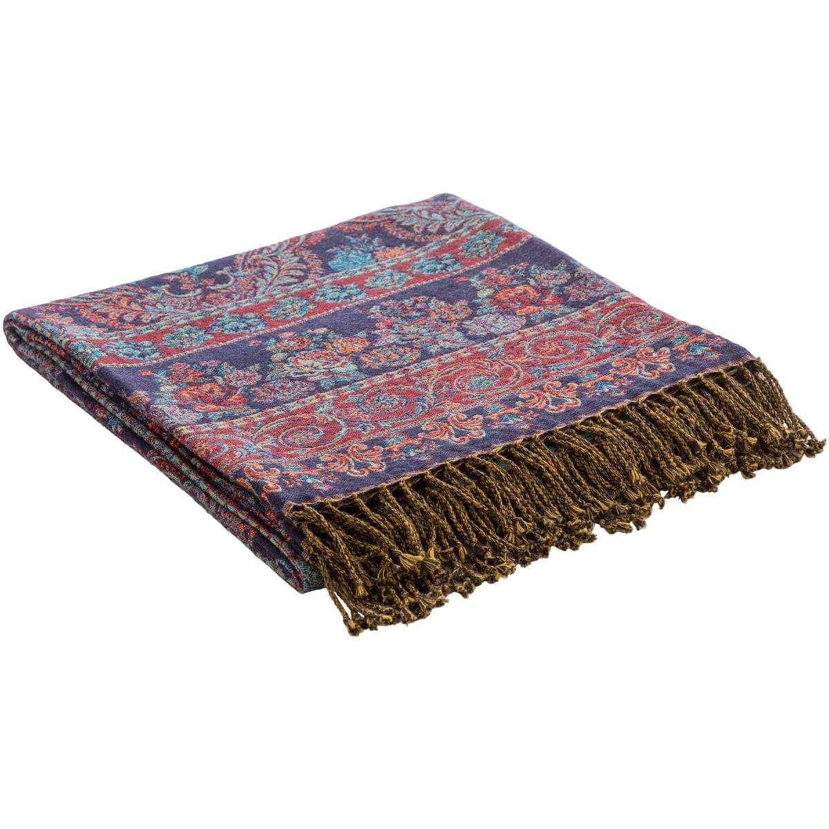 Surya Boteh BEH-1000  Traditional Jacquard Cotton, Wool Throw Blanket - Fifth and Modern