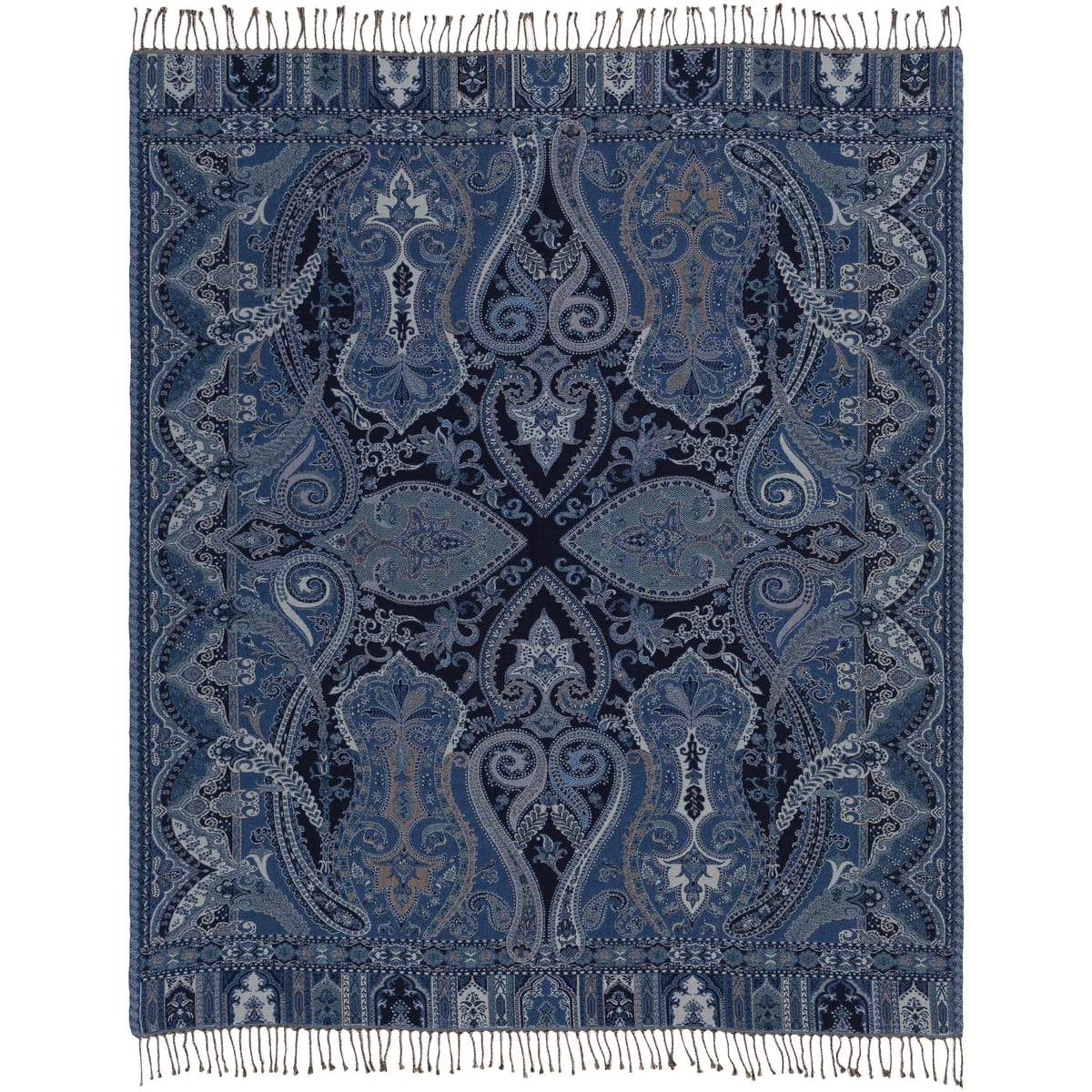 Surya Boteh BEH-1001  Traditional Jacquard Cotton, Wool Throw Blanket - Fifth and Modern