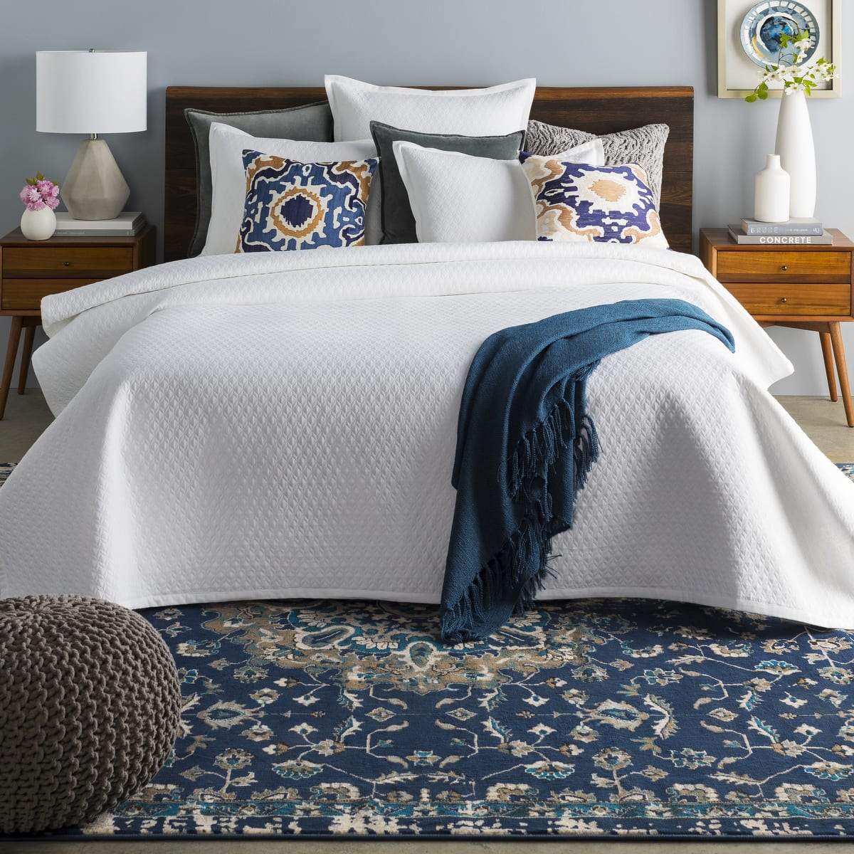 Surya Briley BIL-1000 Jacquard Quilt Bedding Set -White - Fifth and Modern