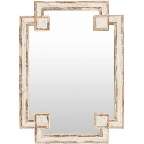 Surya Banks BKS-5000 Rectangle Updated Traditional Mirror -Ivory - Fifth and Modern