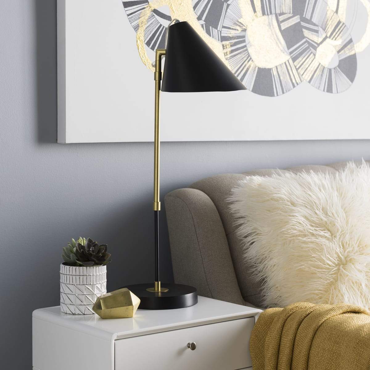 Surya Bauer BUE-001 Modern Table Lamp -Polished Brass - Fifth and Modern