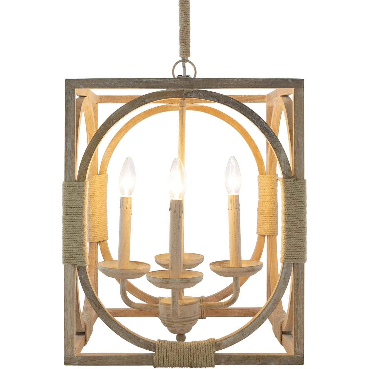 Surya Braylee BYE-002 Transitional Pendant Light -White-washed - Fifth and Modern