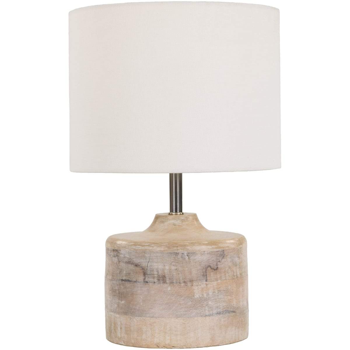 Surya Coast CAT-972 Transitional Table Lamp -Bleached Wood Body with Cotton Shade - Fifth and Modern