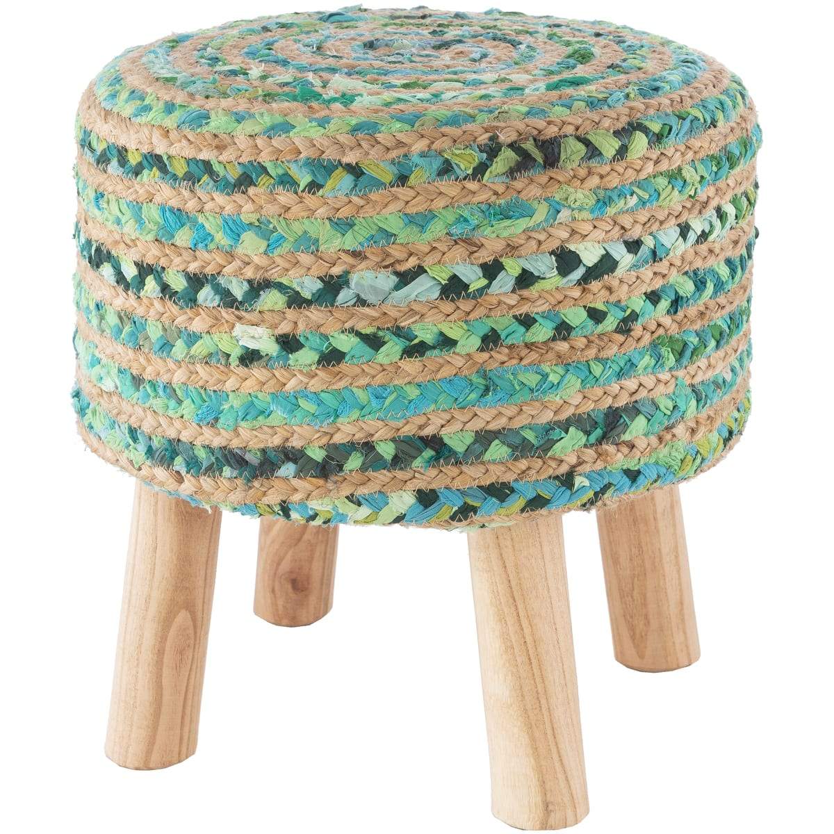 Surya Cambrai CBI-002 Handcrafted Stool / Footstool -Sea Foam - Fifth and Modern