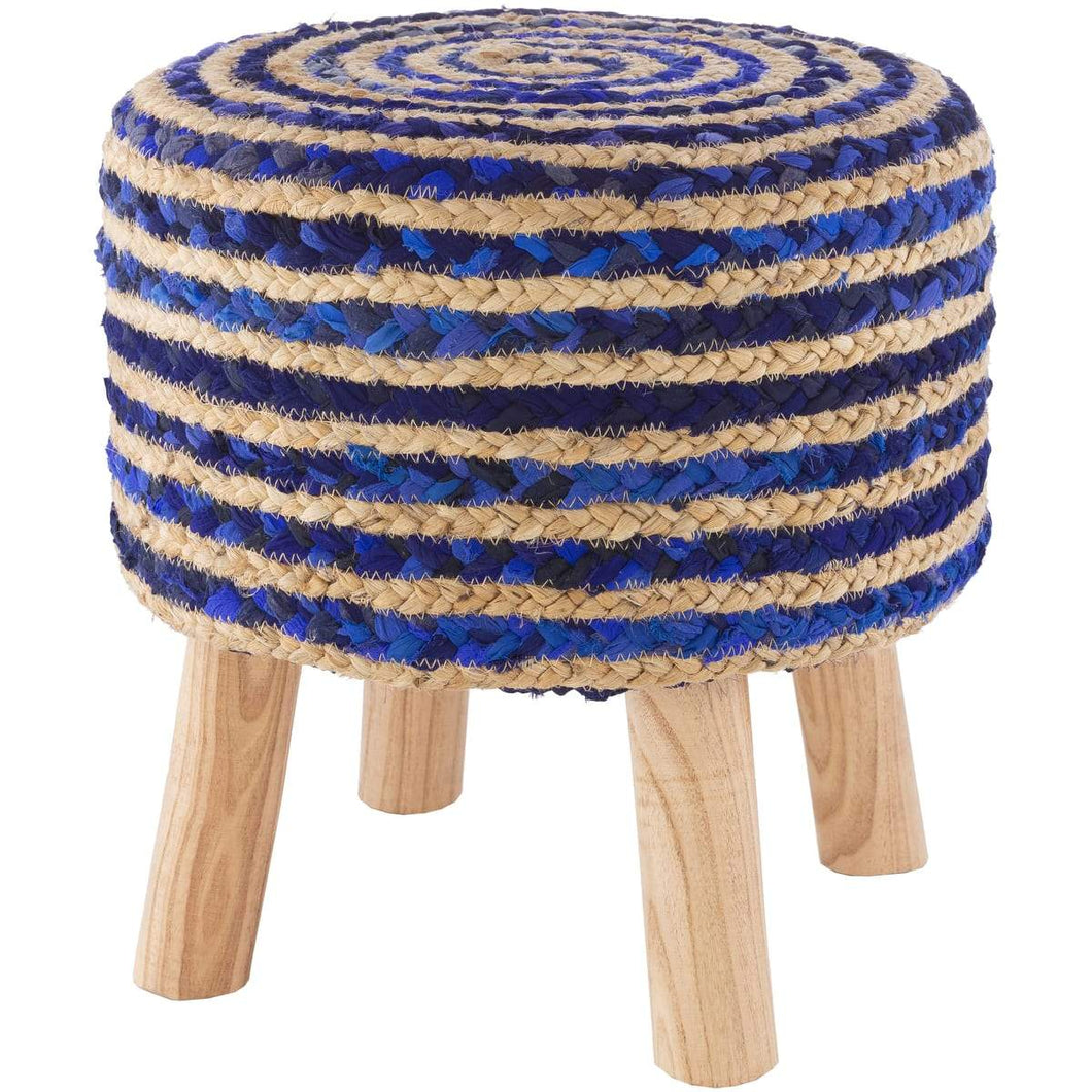 Surya Cambrai CBI-004 Handcrafted Stool / Footstool -Navy - Fifth and Modern