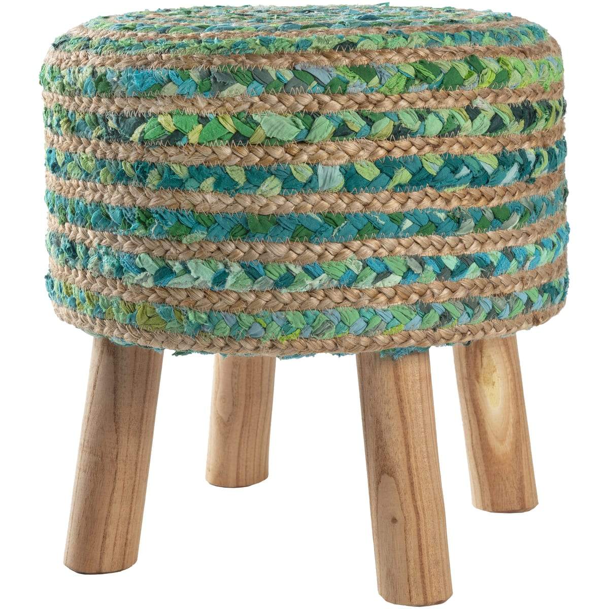 Surya Cambrai CBI-002 Handcrafted Stool / Footstool -Sea Foam - Fifth and Modern