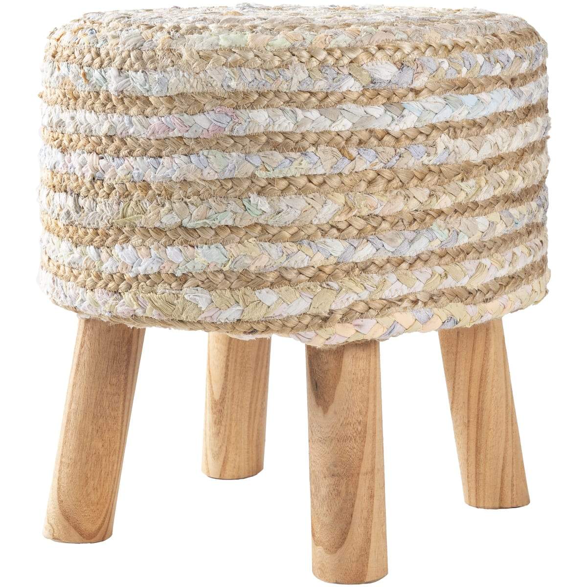 Surya Cambrai CBI-003 Handcrafted Stool / Footstool -Wheat - Fifth and Modern