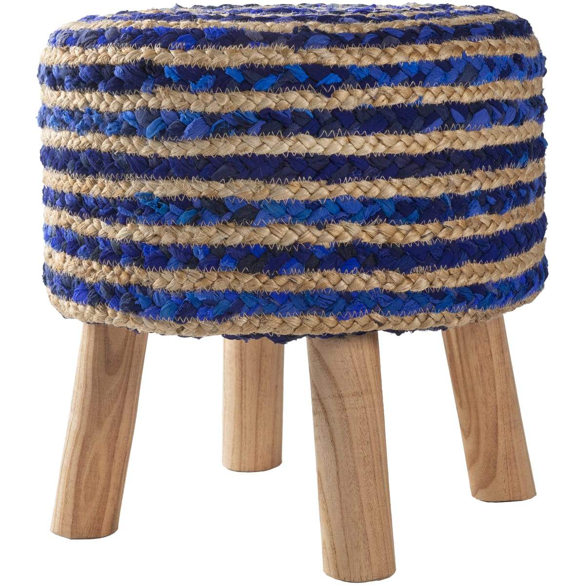 Surya Cambrai CBI-004 Handcrafted Stool / Footstool -Navy - Fifth and Modern