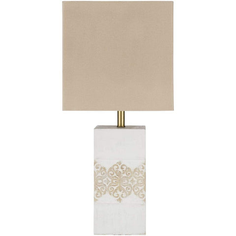 Surya Creed CEE-001 Transitional Table Lamp -White Washed Wood Body - Fifth and Modern