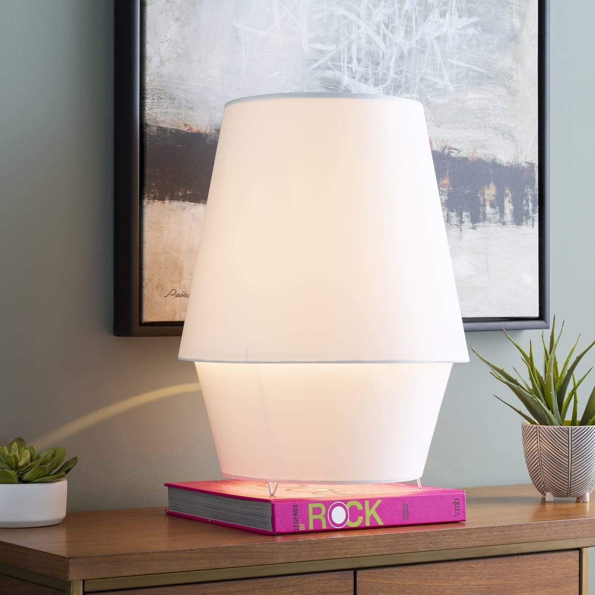 Surya Campos CMO-003 Modern Table Lamp -White Fabric Body - Fifth and Modern