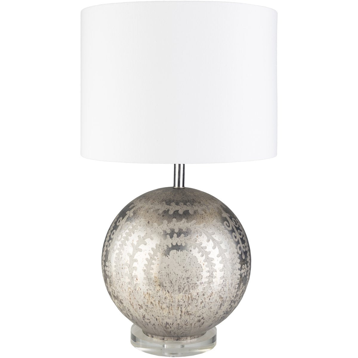 Surya Constancce COC-001 Updated Traditional Table Lamp -Silver Etched Glass Body - Fifth and Modern