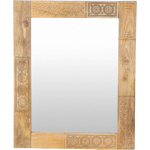 Surya Dilwara DLW-001 Rectangle Global Mirror With Beveled Glass -Natural - Fifth and Modern