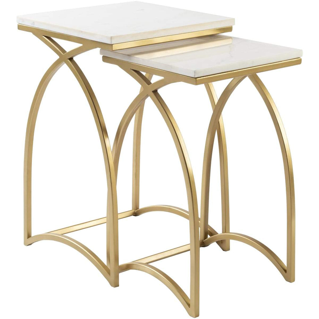 Surya Evana EAN-001 Accent Nesting Table Set -Marble Top, Handcrafted - Fifth and Modern