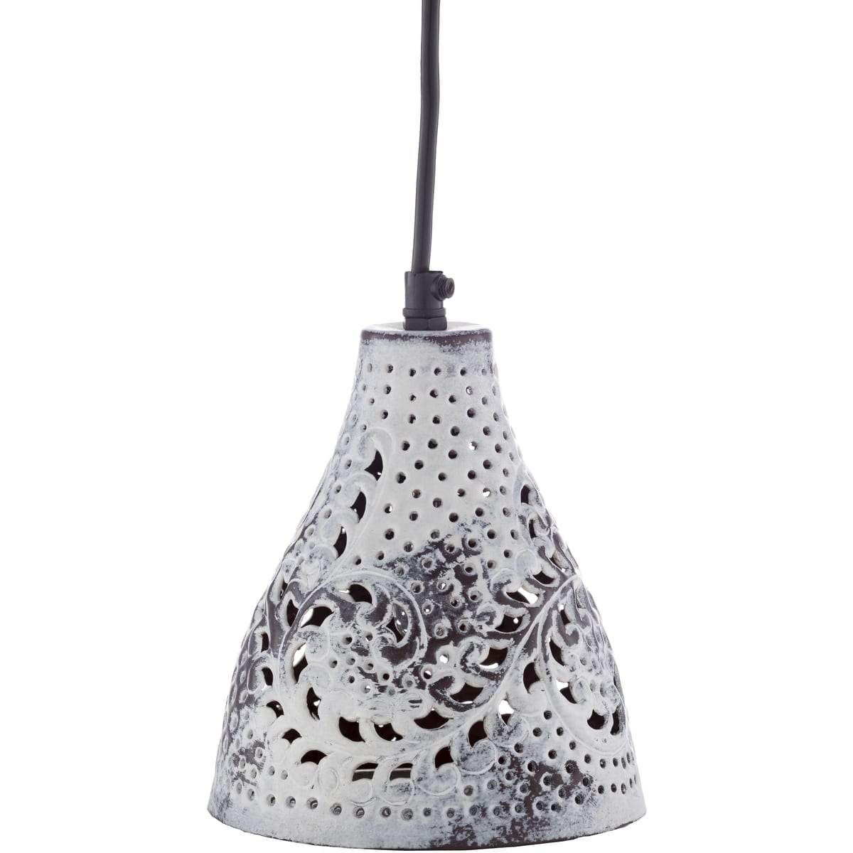 Surya Aleena EEA-001 Shabby Chic Pendant Light -White - Fifth and Modern