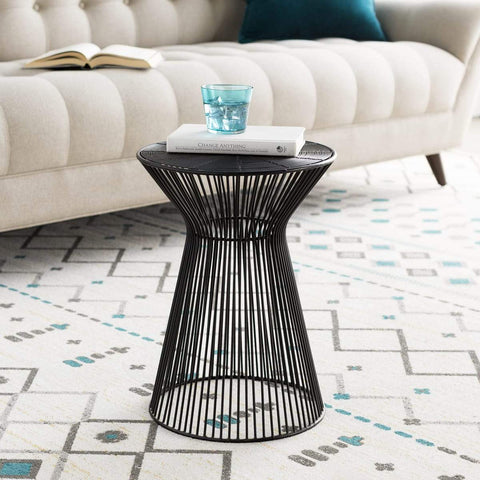 Surya Fife FIFE-101 Accent End Table -Contemporary, Metal, Wire, Black - Fifth and Modern