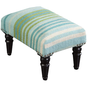 Surya Happy Cottage FL-1007 Handcrafted Footstool -Wool Upholstered, Wood Base - Fifth and Modern