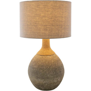 Surya Glacia GLC-002 Transitional Table Lamp -Tan, Sage Natural Finish Glass, Jute Body - Fifth and Modern