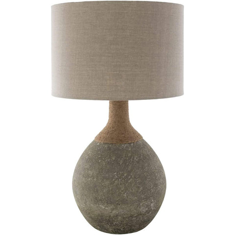 Surya Glacia GLC-002 Transitional Table Lamp -Tan, Sage Natural Finish Glass, Jute Body - Fifth and Modern