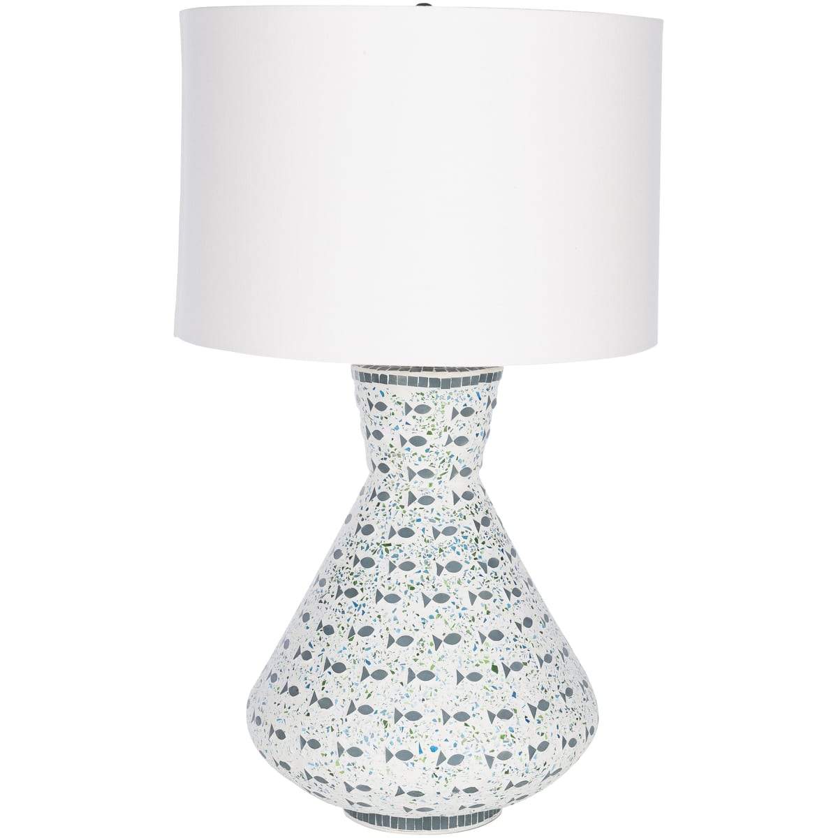 Surya Gourami GMI-001 Transitional Table Lamp -White and Gray Mosaic - Fifth and Modern