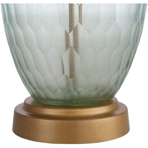 Surya Glasshouse GSH-003 Modern Table Lamp -Aqua Glass, Antiqued Brass Finish Body - Fifth and Modern