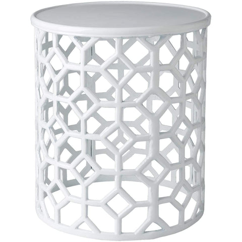 Surya Hale HALE-100 Accent End Table -Metal, White - Fifth and Modern