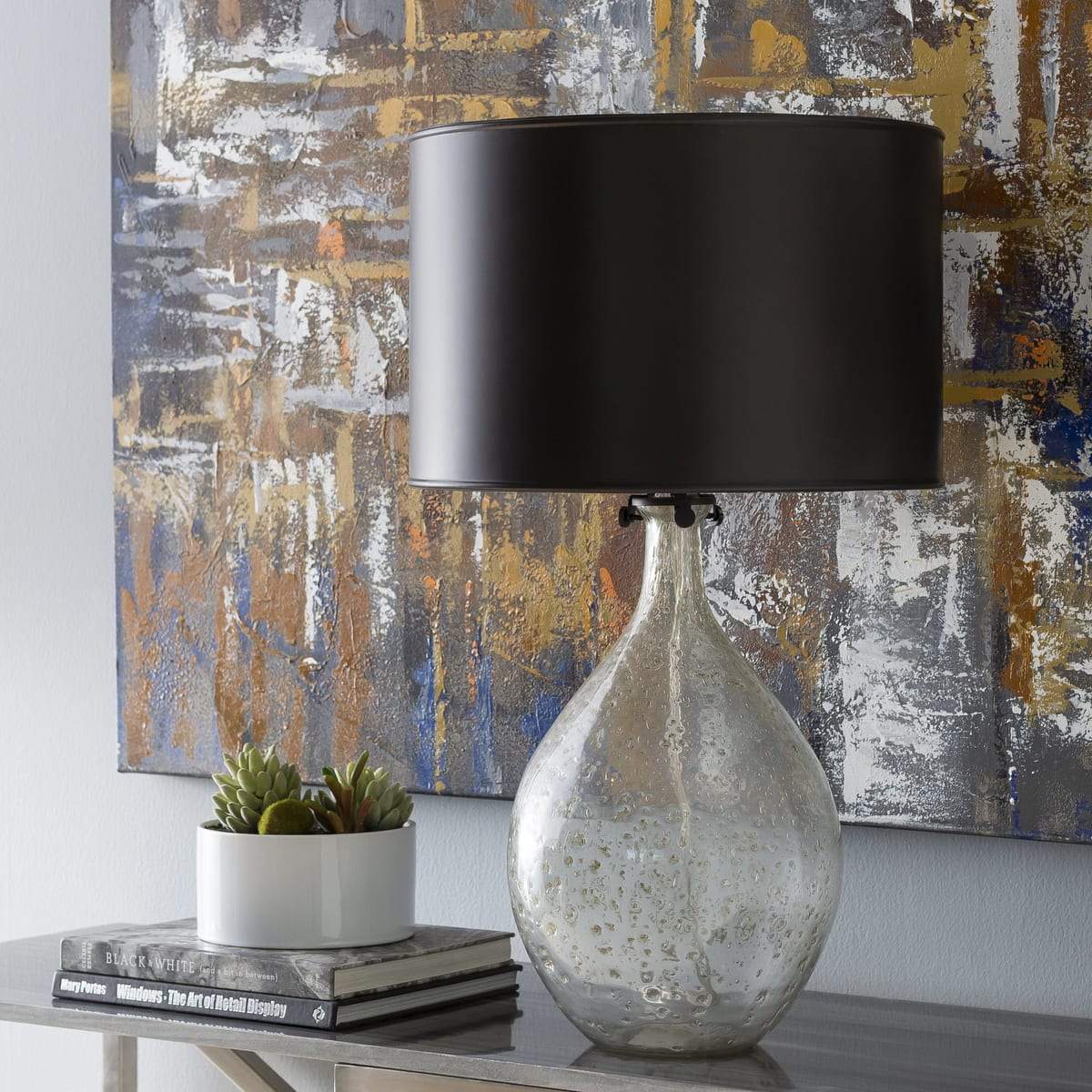 Surya Hayworth HWT-001 Transitional Table Lamp -Recycled Glass - Fifth and Modern