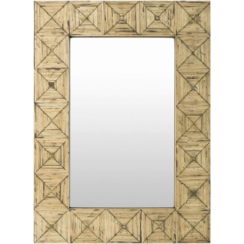 Surya Ilene ILE-001 Rectangle Bohemian/Global Mirror With Beveled Glass -Natural - Fifth and Modern