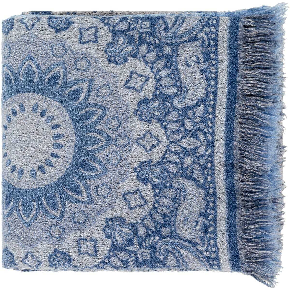 Surya Indira IRI-1004  Bohemian/Global Woven Wool Throw Blanket - Fifth and Modern