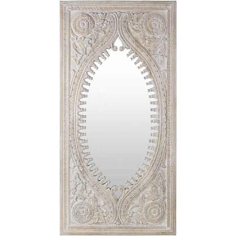 Surya Jodhpur JOD-001 Rectangle Traditional Mirror -White - Fifth and Modern