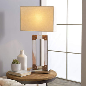 Surya Kaison KAO-002 Modern Table Lamp -Polished Nickel Metallic Base - Fifth and Modern