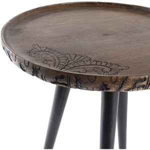 Surya Kavya KAV-001 Modern End Table -Handcrafted, Wood Top, Metal Base - Fifth and Modern