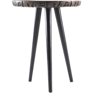 Surya Kavya KAV-001 Modern End Table -Handcrafted, Wood Top, Metal Base - Fifth and Modern