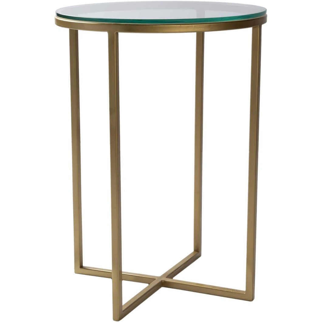 Surya Karen KRE-002 Modern End Table -Handcrafted, Glass Top, Metal Base - Fifth and Modern