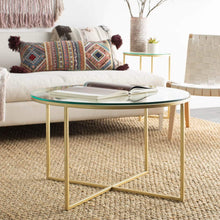 Surya Karen KRE-001 Modern Center Table -Handcrafted, Glass Top, Metal Base - Fifth and Modern