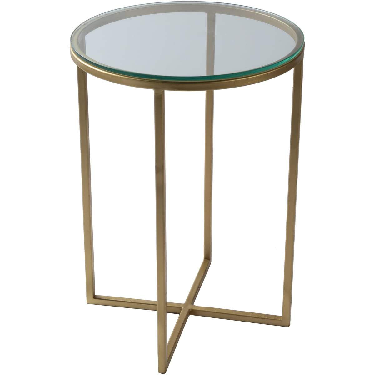 Surya Karen KRE-002 Modern End Table -Handcrafted, Glass Top, Metal Base - Fifth and Modern